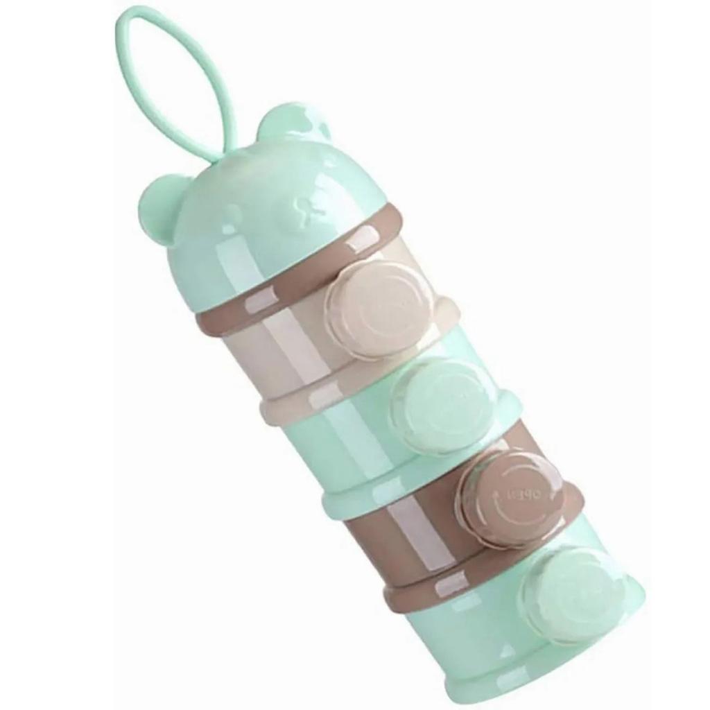 Milk Powder Dispenser 4 Layers Large Capacity Odorless Portable Baby Formula Snack Container with Side Opening Green