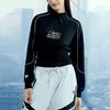 Fila Fusion Urban Tech Letter Print Knit Pullover Stand Collar Waist Cinched Short Half Zip Sweatshirt Women Sweatshirt Black T11W411201FBK