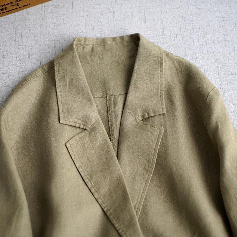 High-End Women's Cotton Linen Long Sleeve Suit Jacket - Age-Reducing Spring/Autumn Fashion