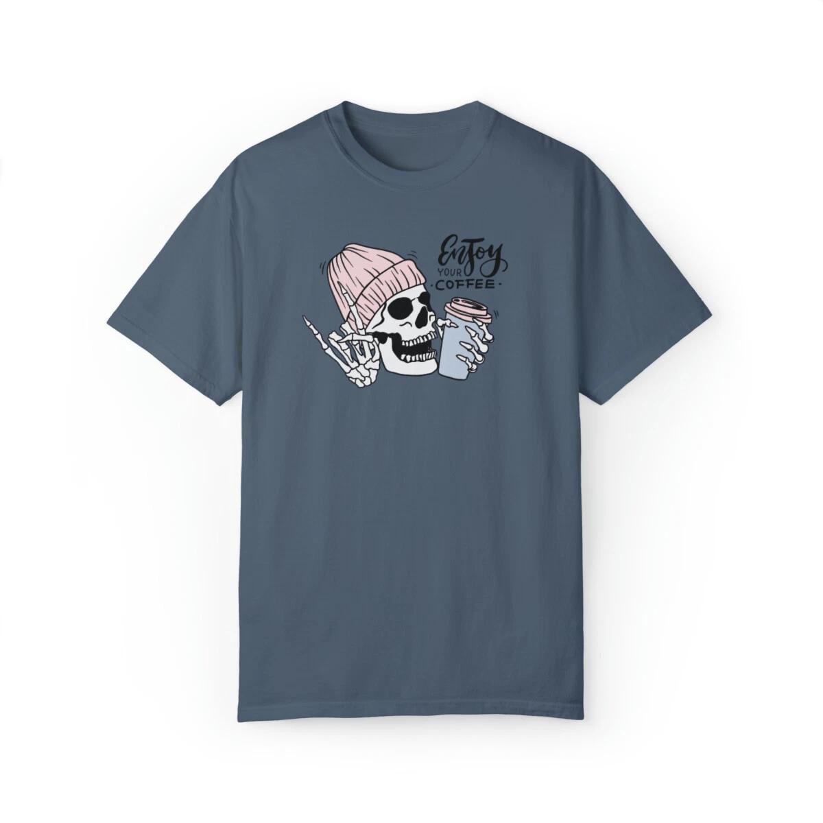 Skull Skeleton T-Shirt, Drink More Coffee Shirt, Mama Mother Shirt L