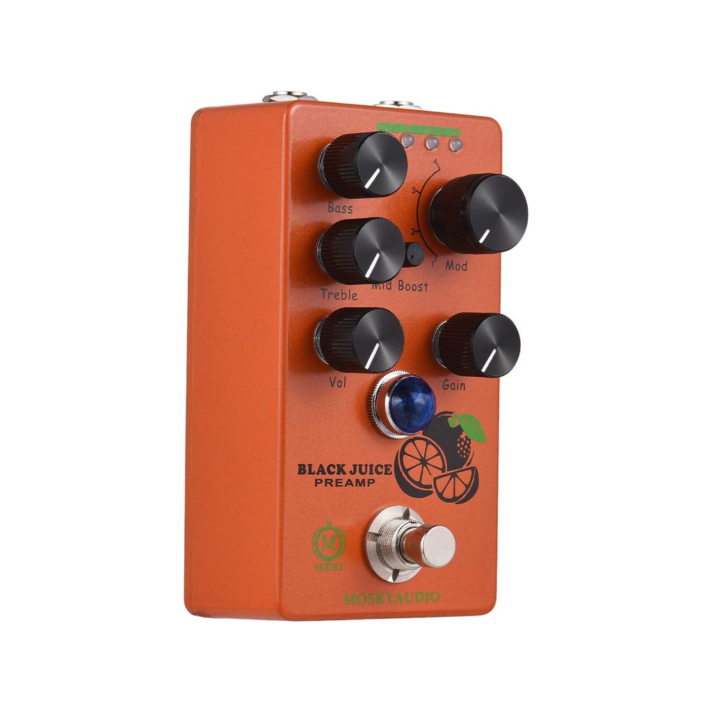 MOSKYAUDIO BLACK JUICE Guitar Preamp Overdrive Effects Pedal Gain/Mid