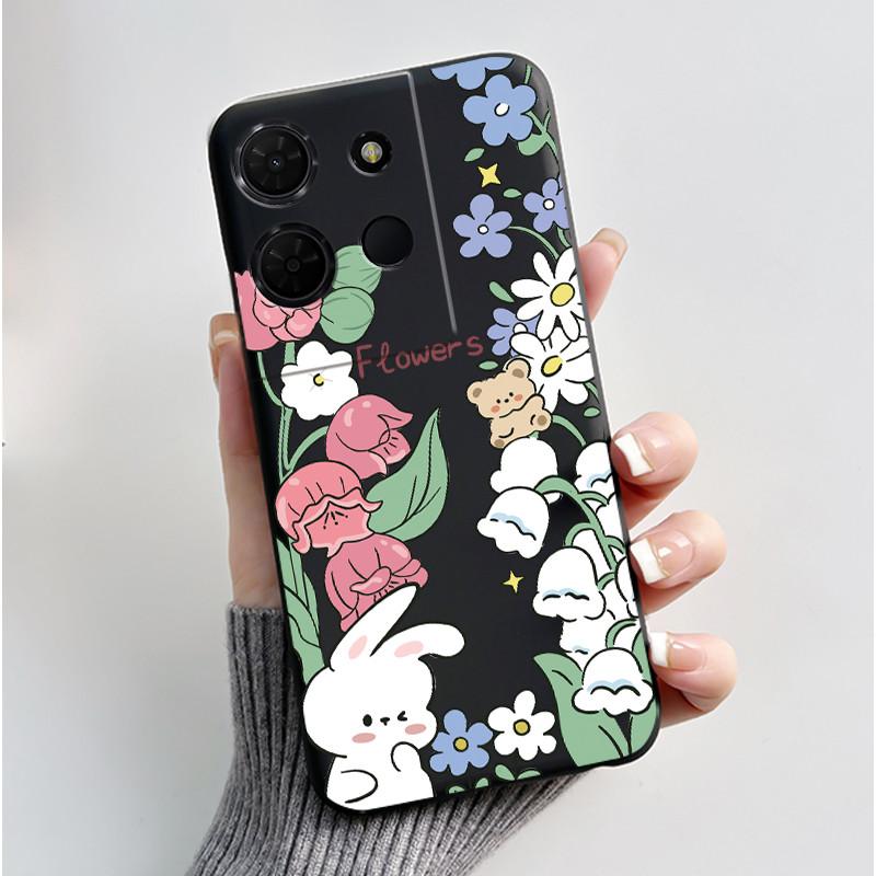 For TCL 503 K33 T513Z K32 T513W Case Luxury Cute Love Rabbit Funny Black Matte Soft Silicone Back Cover Shockproof Phone Case