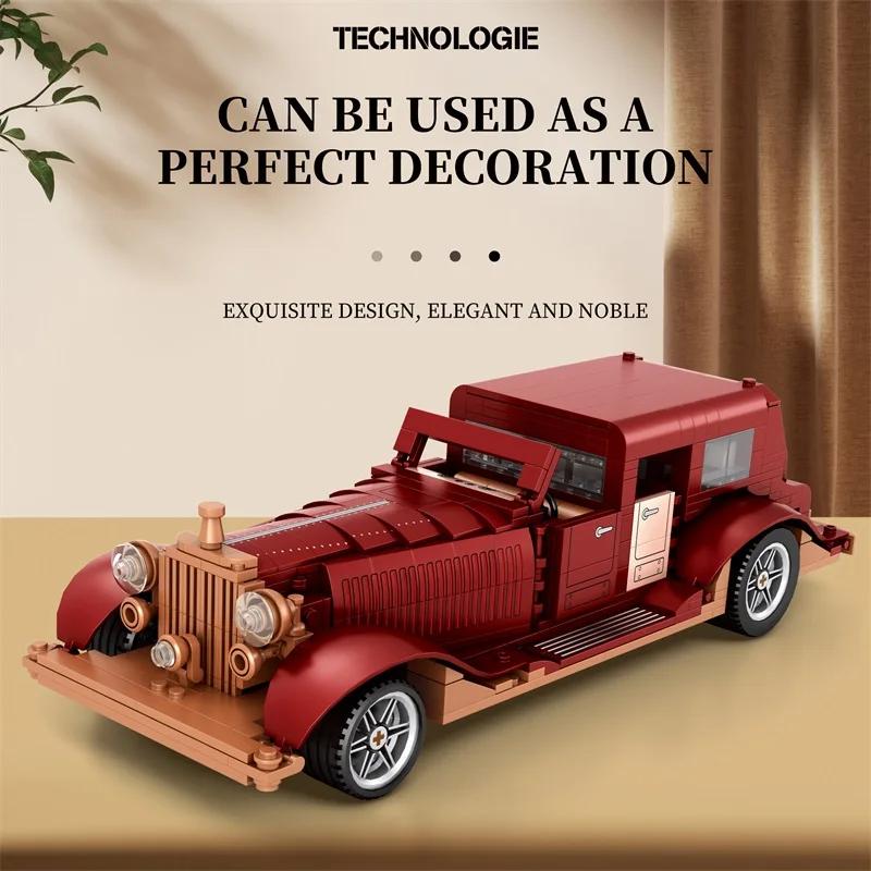 865PCS Phantom Classic Car Building Blocks Vintage Nostalgic Car Model 1:12 Scale Car Bricks Children's DIY Toys Birthday Gifts
