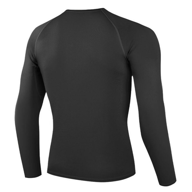Men's Quick-Dry Sports Compression Shirts Tights Solid Color Crew Neck Fitness Top