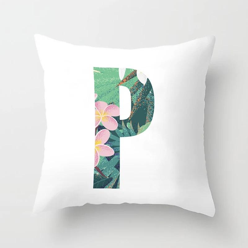 Luxury Home Pillowcase Square Office Decoration Cushion Cover Simple Floral English Letter Pattern Decoration