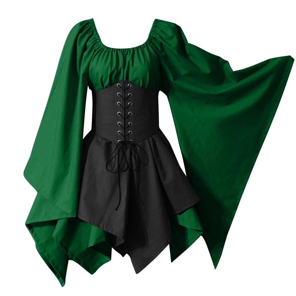 Women Fashion Long Sleeve Vintage Dress Cosplay Party Evening Night Formal Dress