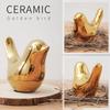 Eramic Golden Bird Figurine Set with Non-Slip Base, Decorative Bird Statues for Tabletop Shelf