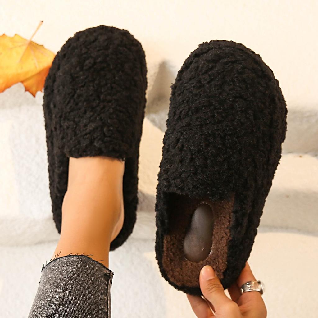 New Thick Heel Luxury Lambwool Mules Women's Fashion Thick Sole Faux Fur Geometric Leopard Print Indoor/Outdoor Fur Slippers