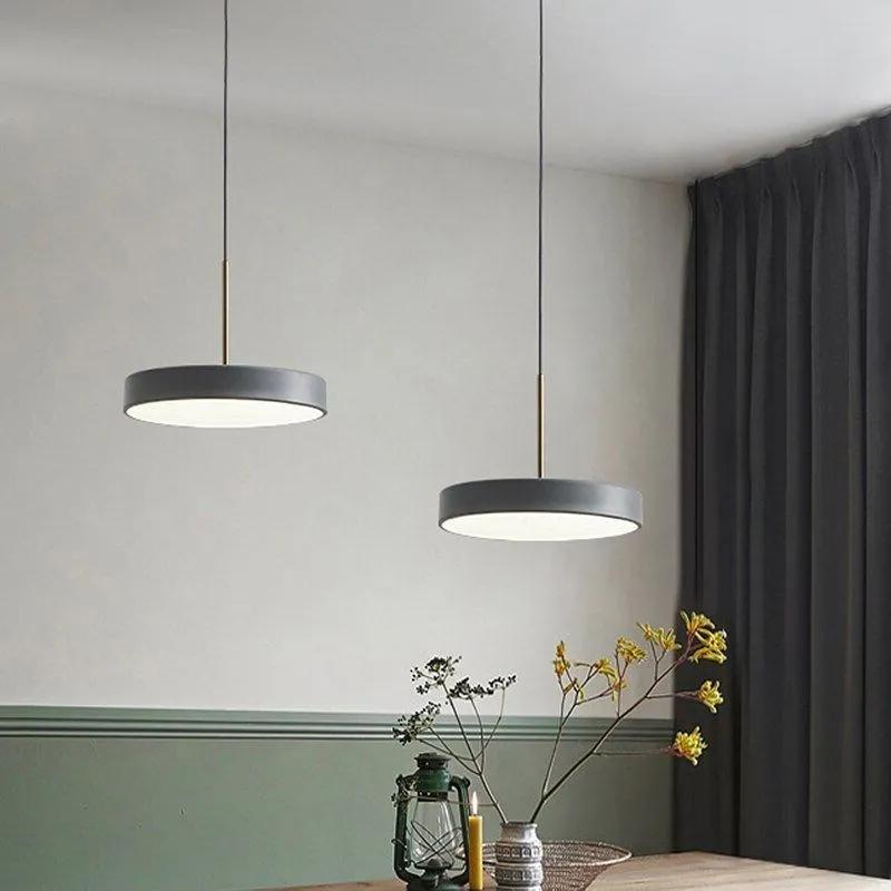 Nordic LED Pendant Light Disc Multicolor Dining Room Hanging Fixture For Bar Bedroom Living Room Study Indoor Decor Illumination