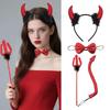 Teufelskostüm Zubehörset, Halloween Party Requisiten-Set mit Hörnern & Dreizack