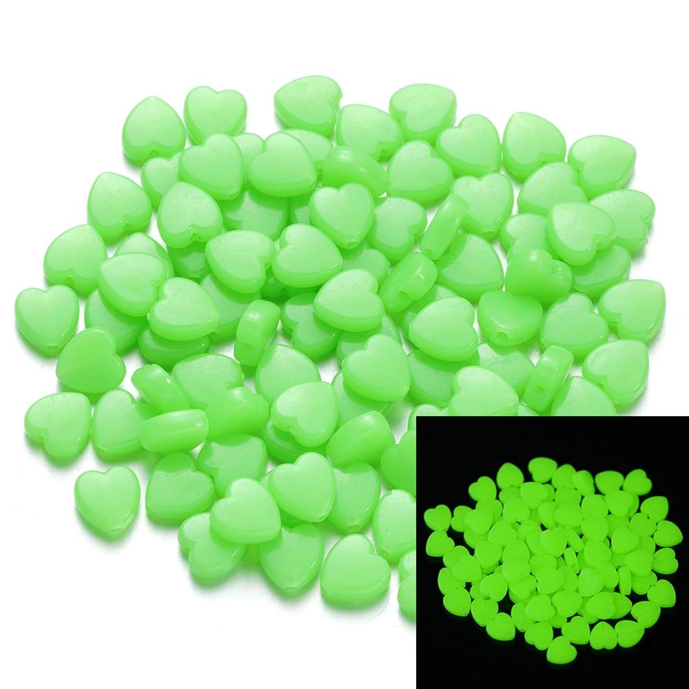 

50 шт./лот, светящиеся бусины в форме сердца/звезды, акриловые бусины-разделители для изготовления ювелирных изделий, сделай сам, подвески, браслет, ожерелье, аксессуары