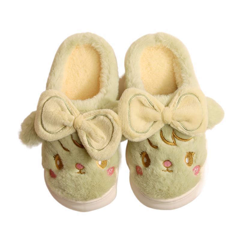 Men and women with the same cotton drag couple simple bow design slippers winter sweat absorption waterproof non-slip