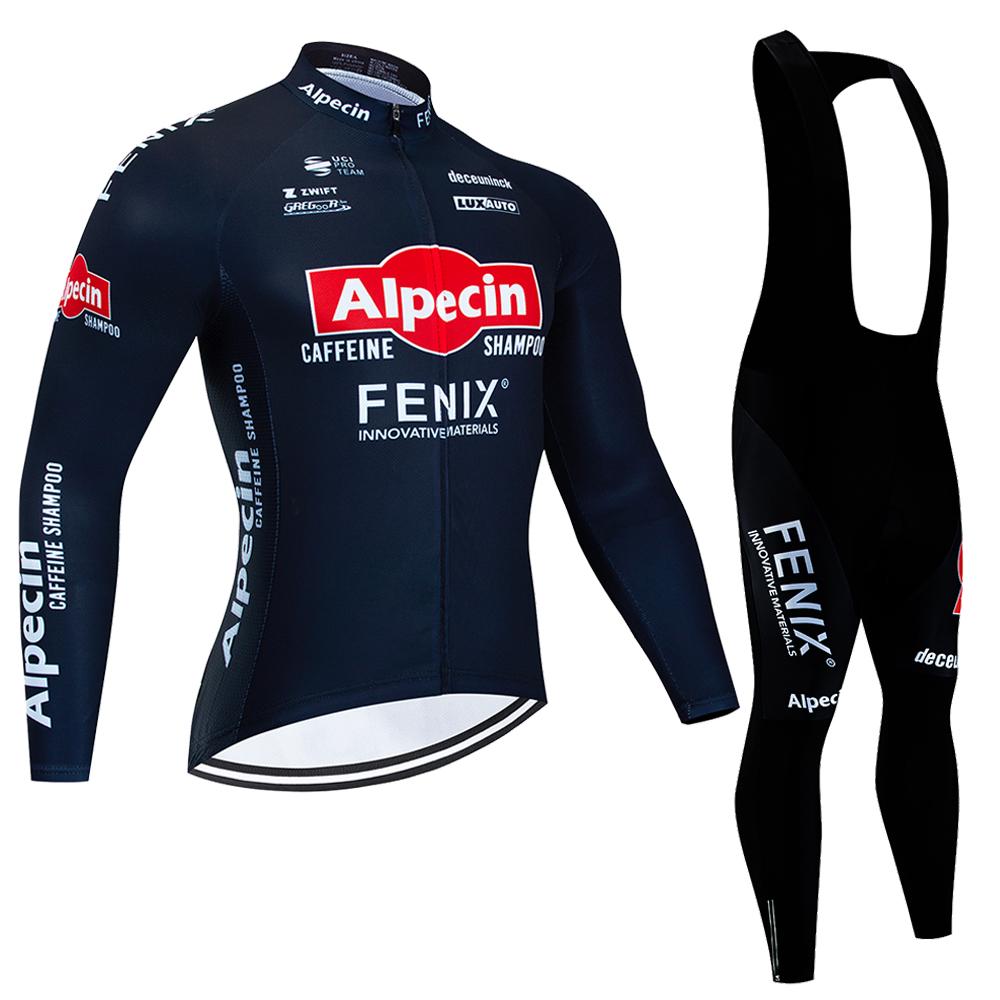 

2023 Man s Cycling Jersey Set ALPECIN Long Sleeves Bike Jersey Suit 20D Gel Pants Autumn MTB Cycling Clothing Bicycle Uniform