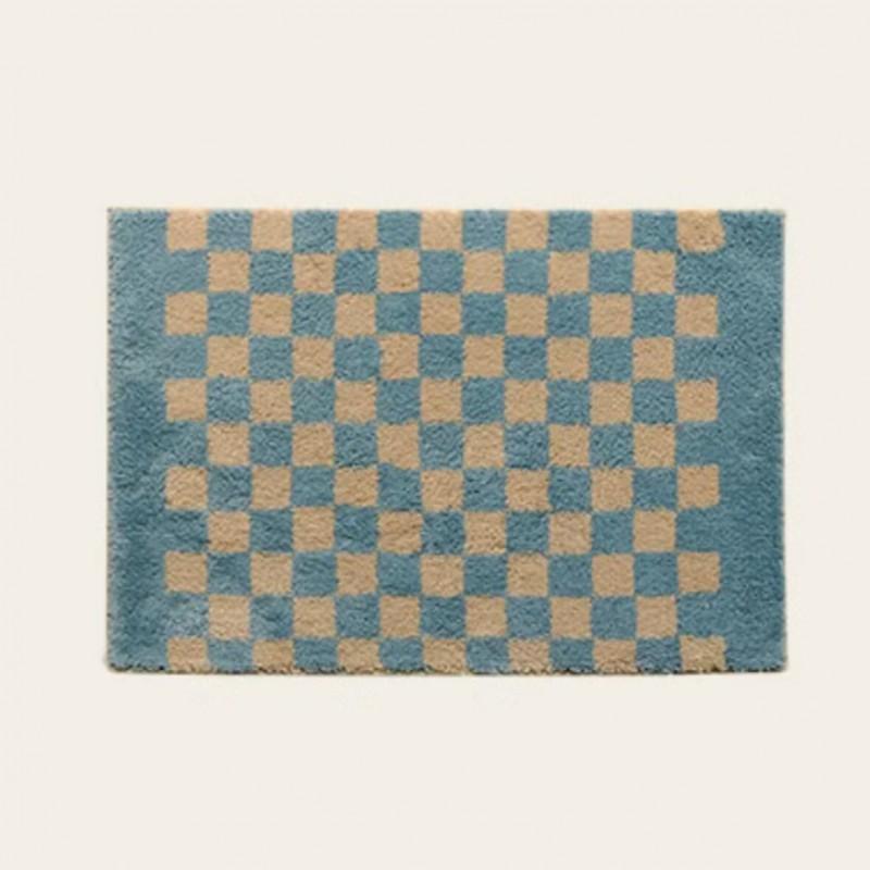 Plush Velvet Tufted Grid Rug Bedroom Bathroom Entryway Non-Slip Absorbent Floor Mat