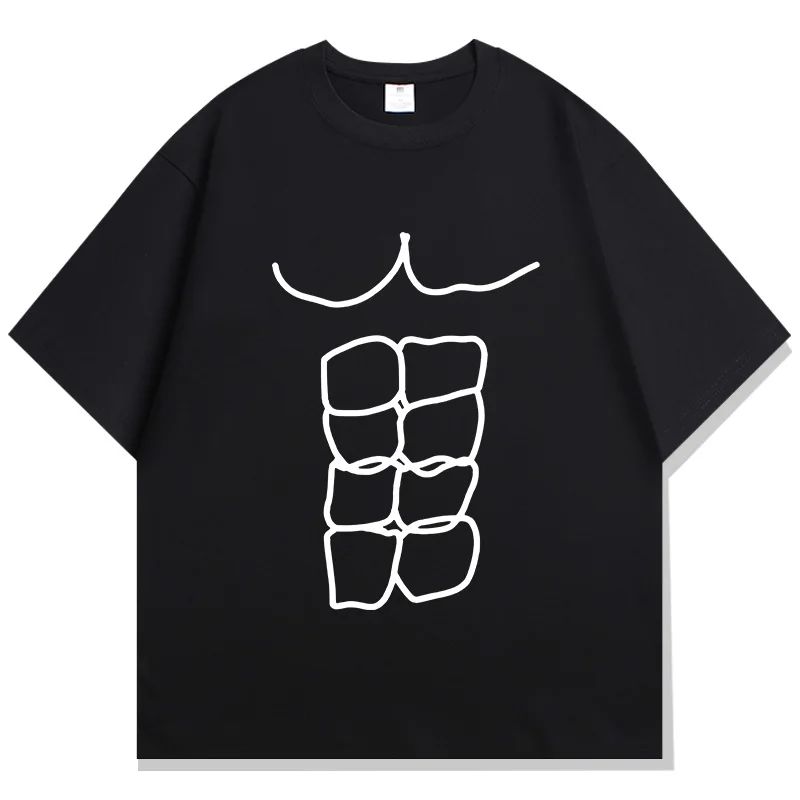 Funny Meme Tshirt Sports Top Fun Fitness Abdominal Muscle Print Tshirt Summer Casual Loose Streetwear Graphic T Shirts Unisex