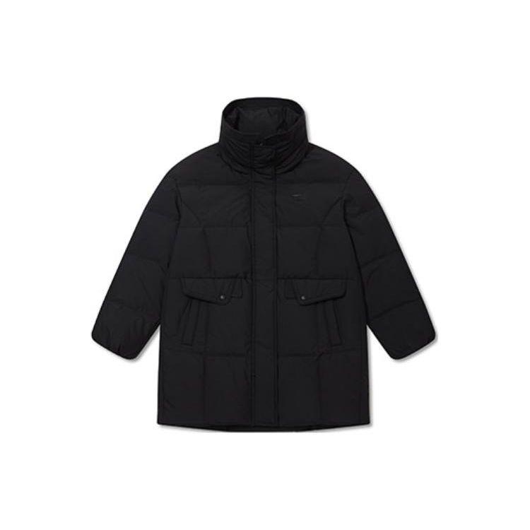 Levis FW22 Solid Color Mid-Length Long Sleeve Down Jacket Women Outerwear Black A5179-0000