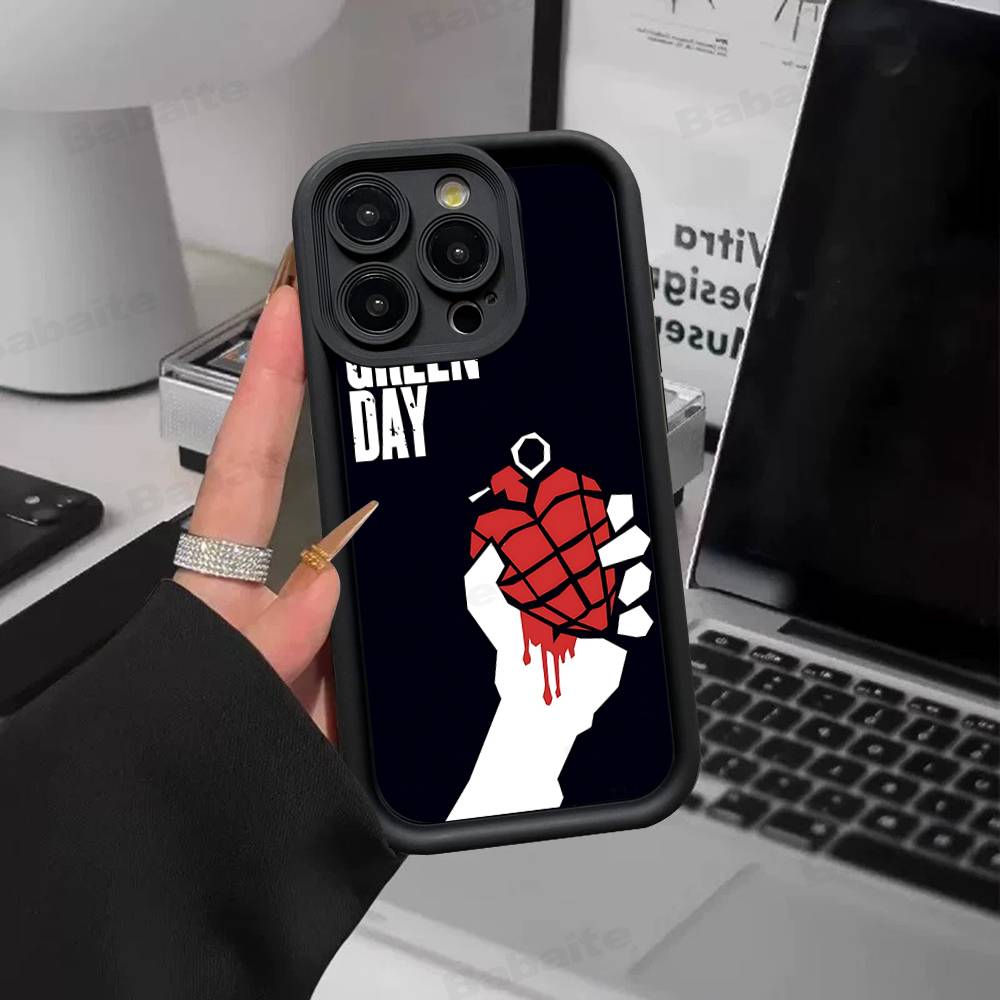 Rock Band G-Green Day Silicone Soft Phone Case For IPhone 17 16 15 14 Plus 13 12 Mini 11 Black Cover