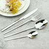6People Stainless Steel Cutlery Set Knife Fork Tea Spoon Dinner Tableware Black Dinnerware Party Kitchen Flatware Silverware Set