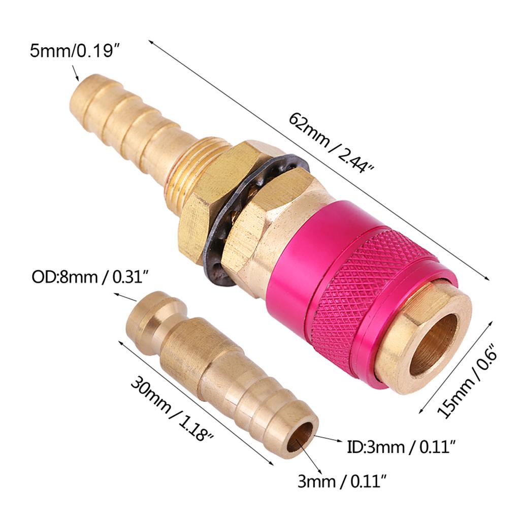 Water Cooled & Gas Adapter Quick Hose Connector Fitting For MIG TIG Welder Torch(Red)