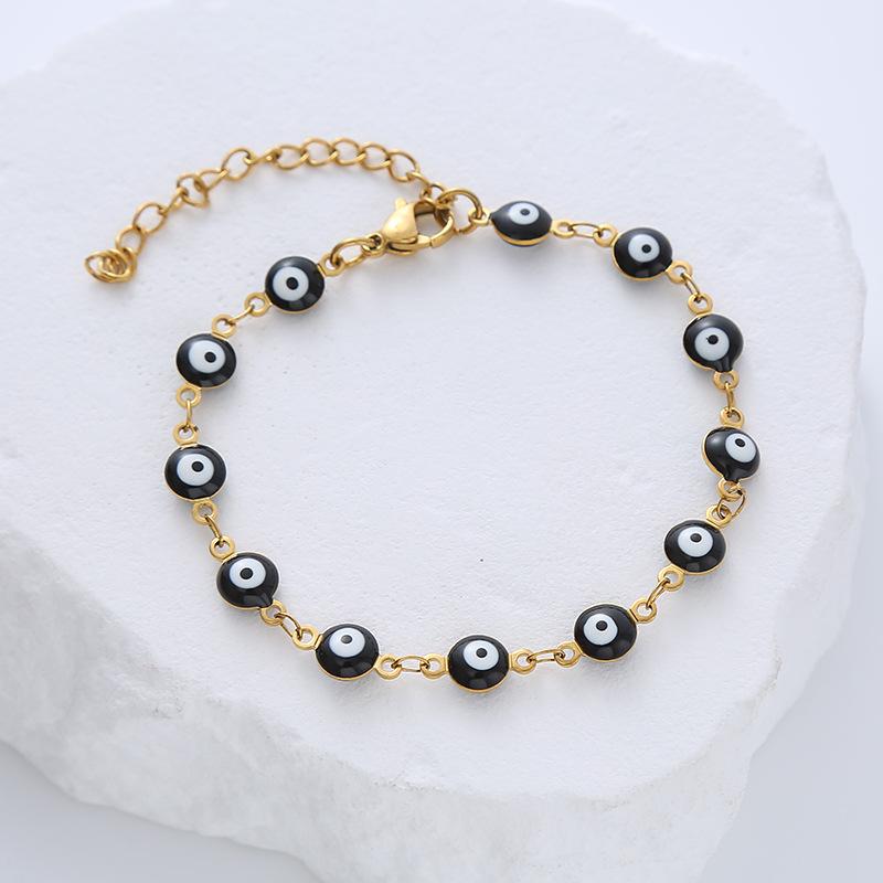 Multi Color Drip Oil Evil Eye Bracelets for Women Dopamine Stainless Steel Charm Bracelet Luxury Jewelry Friends Gift