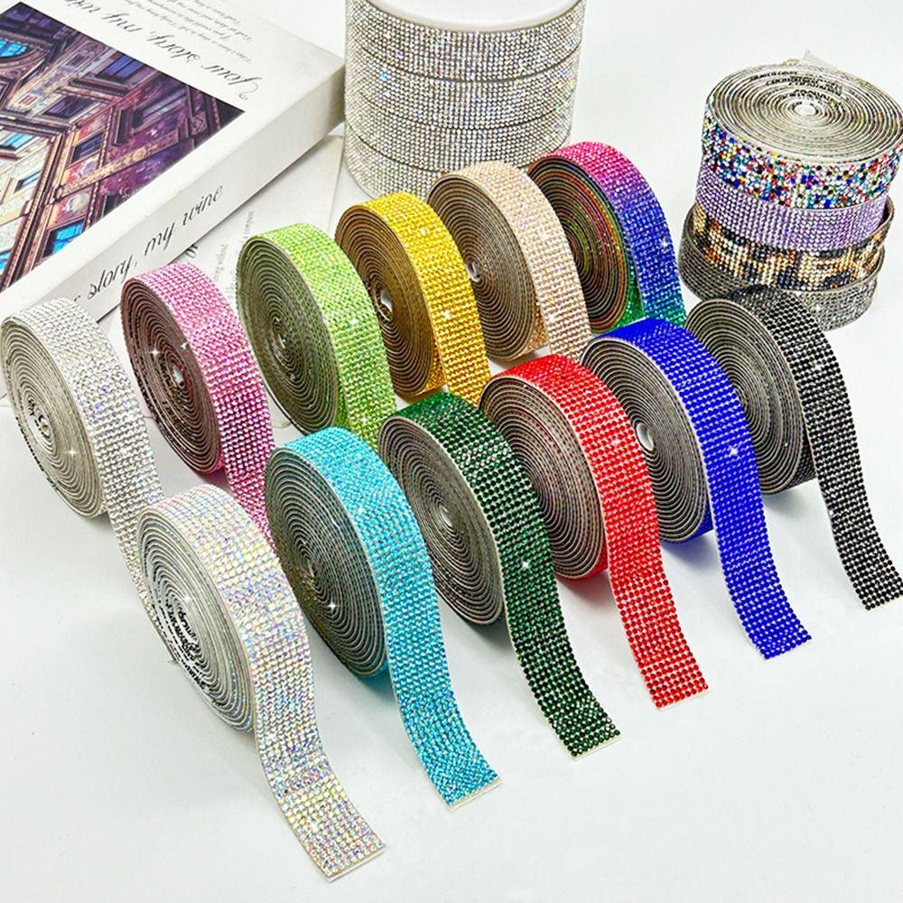 3cm Width Resin Rhinestone Strip Self-Adhesive Heat Melting Glue Self-Adhesive Diamond Sticker Iron On Hot Fix Rhinestone Tape