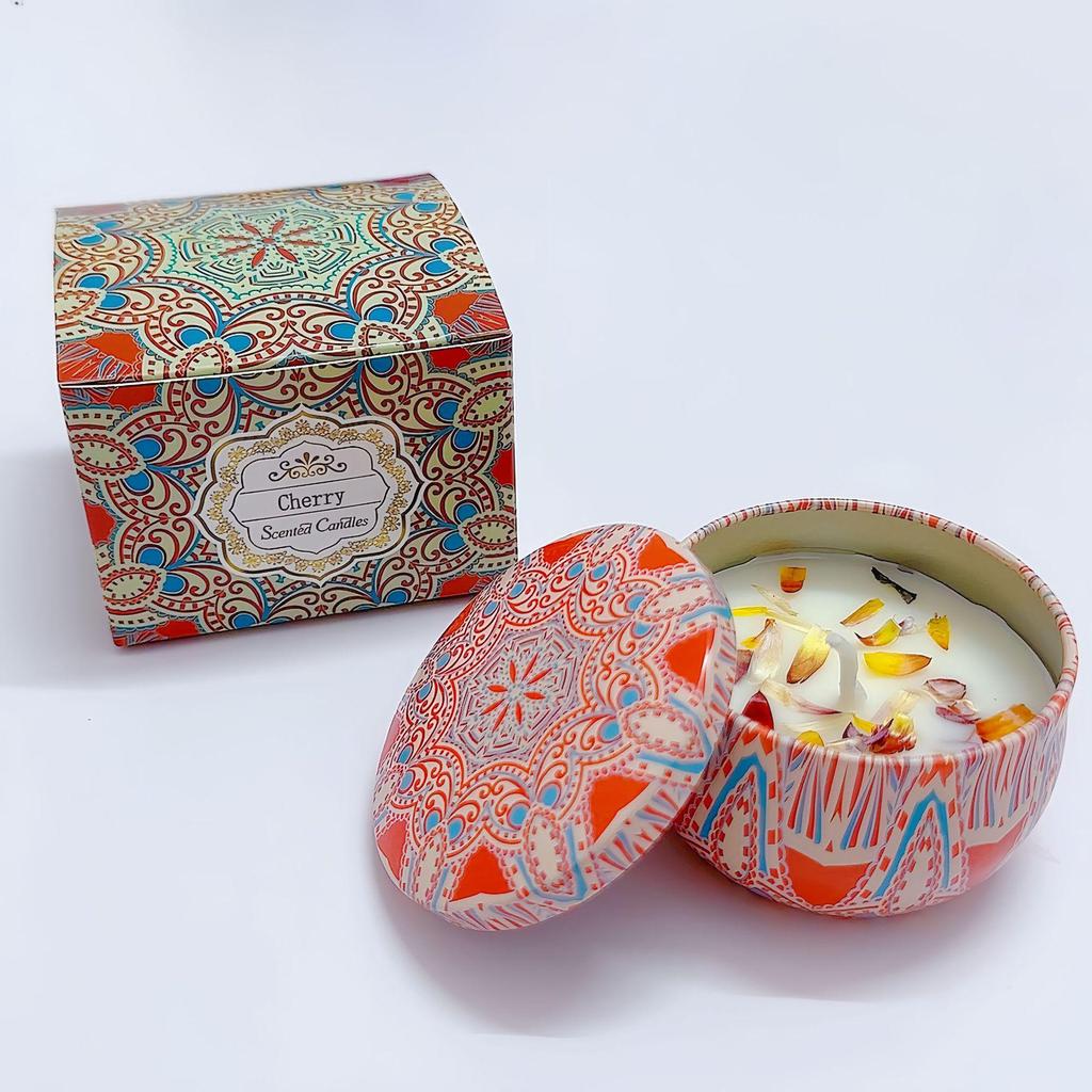 Retro Tin Can Soy Wax Candle with Plant Fragrance - Scented Candle Wedding Favor