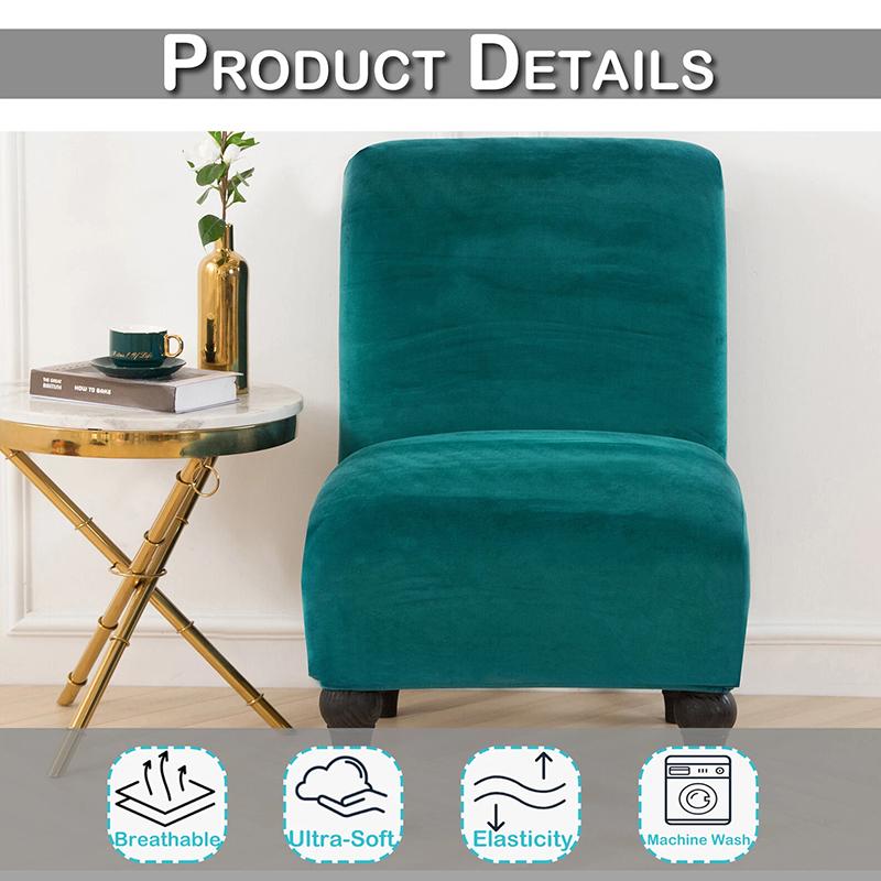1Pc Solid Color Fashion Armless Accent Chair Cover DIY Polyester Fiber Stretch Slipcovers Protector Velvet Single Sofa covers