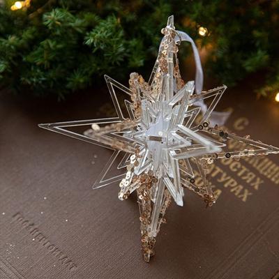 Acryl Weihnachts-Kristallanhänger DIY Wandanhänger Weihnachtsbaumschmuck Innen Außen Schneeflocken Kristall Hängend