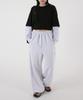 UMM Women'S Snap Button Wide Balloon Sweatpants White Melange