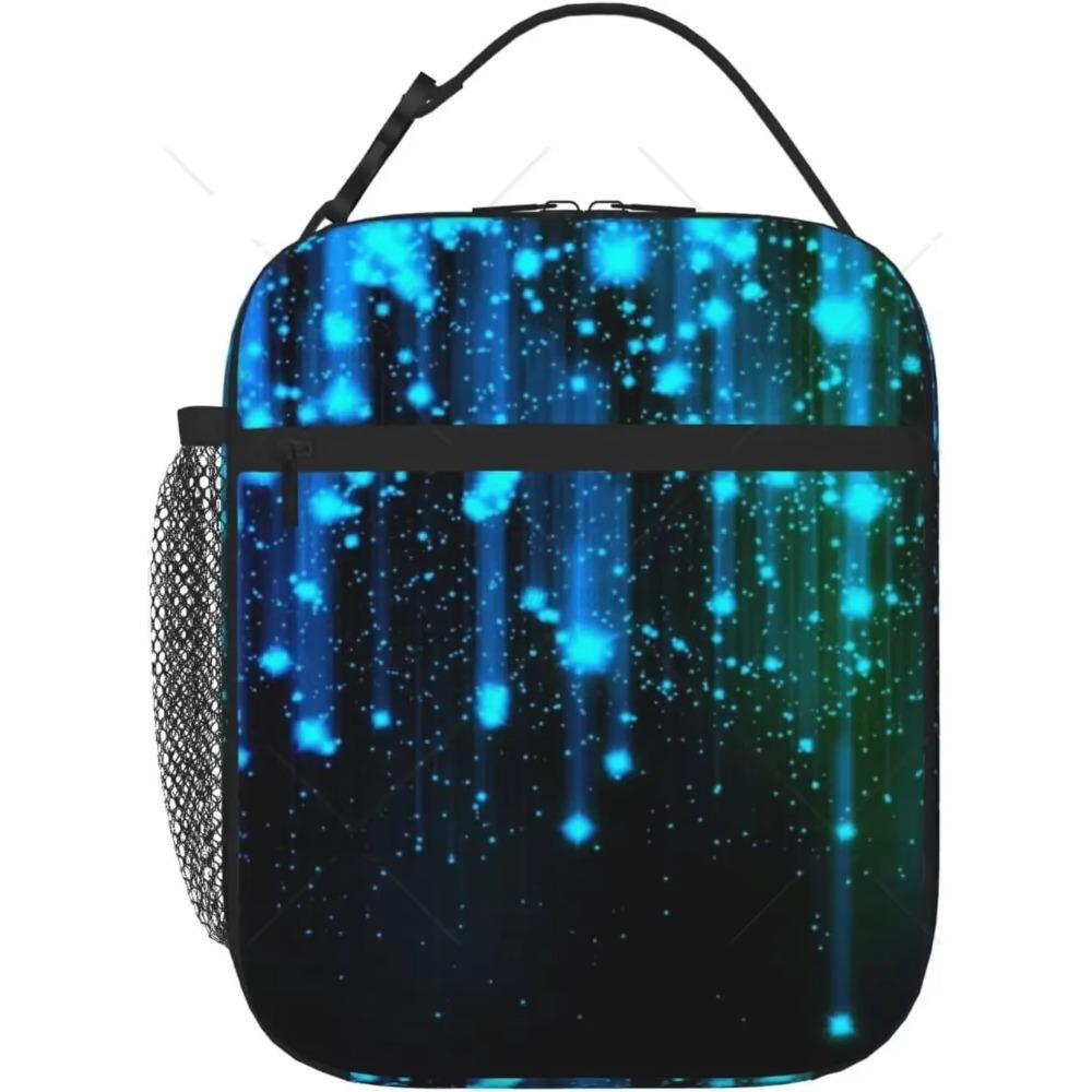 Lila und Blaue Schwebende Neonsterne Tragbare Lunchtasche Isolierte Lunchbox Wiederverwendbare Tragetaschen für Frauen Männer Arbeit Picknick Camping