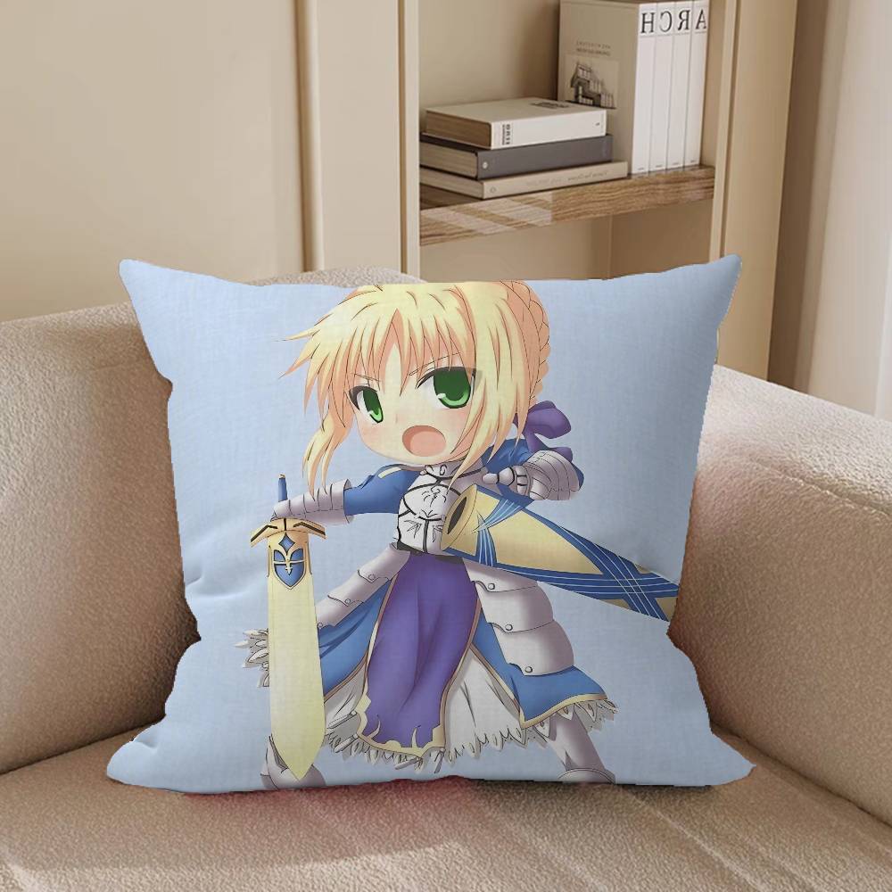 Anime Artoria Pendragon Kuddfodral Bil Prydnadskuddfodral För Soffa Bil Julklapp 40x40cm 45x45cm