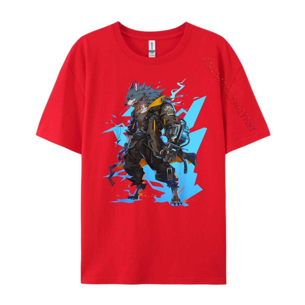 Cyberpunk Wolf Future Legend Harajuku Tee Shirt Men Tee Shirt Cute Oversized T Shirt Sale