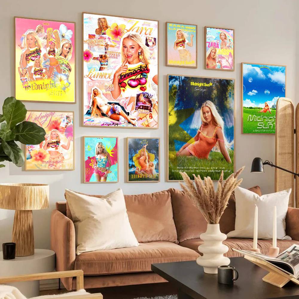 Sängerin Zara Larsson Mitternachtssonne Anime Selbstklebendes Kunstposter Ausgefallener Wandaufkleber für Wohnzimmer Bar Dekoration Dekorativ