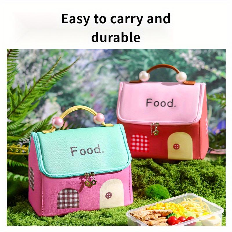 Non Food Contact Adorable House Shaped Insulated Lunch Bag Portable,Large Capacity with Aluminum Foil Lining, Easy to Clean, Vibrant Colors