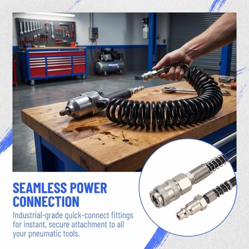 Coiled Coiled Air Hose Steel + PU Coiled Air Extension Hose  Air Compressor