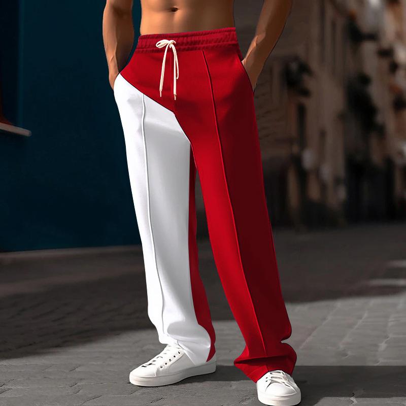 New men's casual trousers versatile fashion trend sports trousers high quality men's colour blocking casual trousers