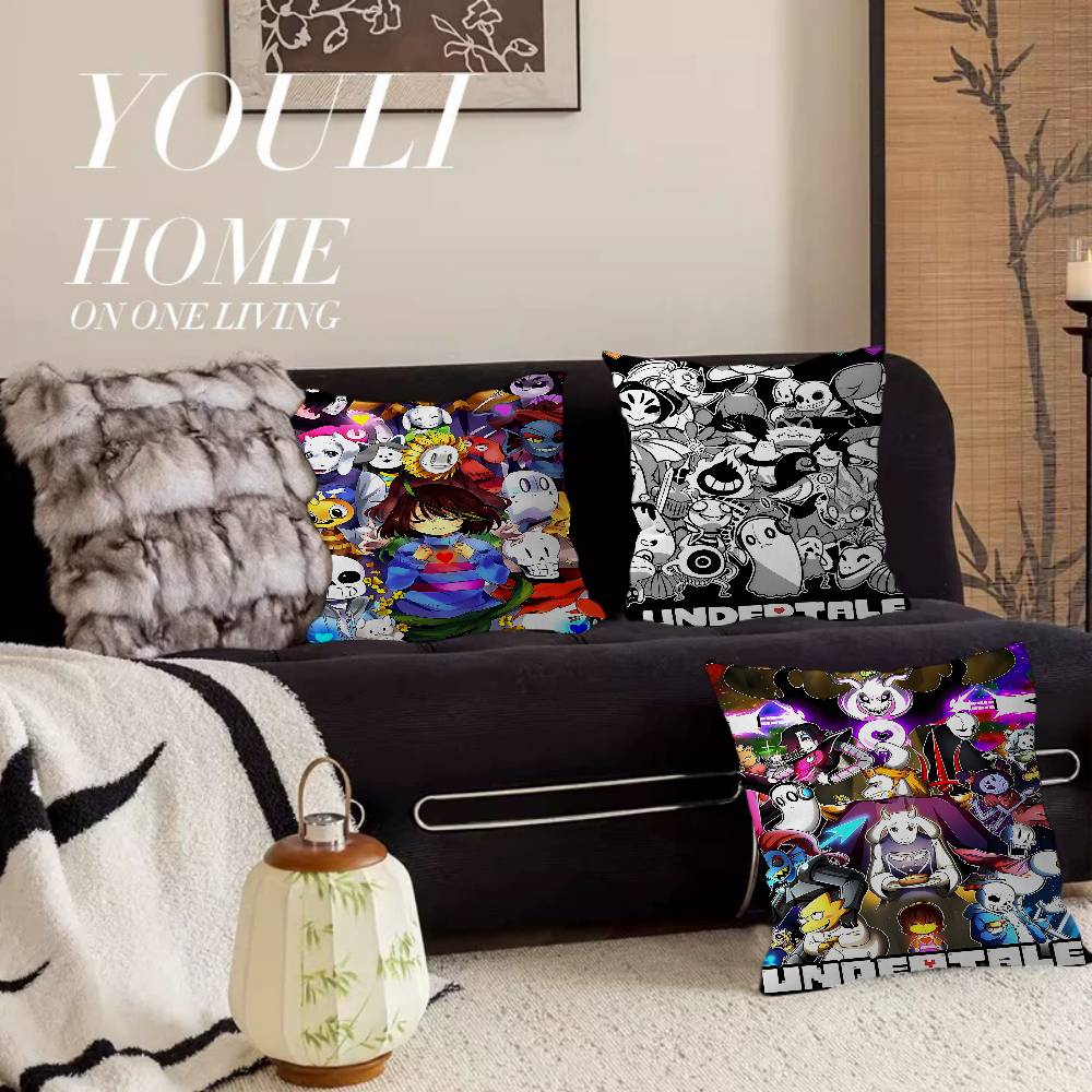 Anime Undertale Game Pillow Covers Cartoon Sofa Decorative Home Double-sided Printing Short Plush Cute Cushion Cover