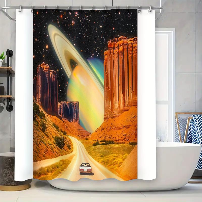 

Nature Landscape Shower Curtain Scenic Mountain View Bathroom Decor Artistic Modern Home Textile Washable Waterproof W60H190(CM)-1 Pcs