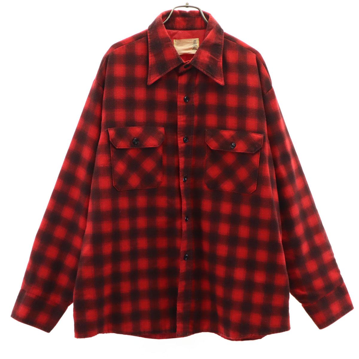 

Sears 70s vintage Check Pattern Long sleeve Flannel shirt Quilted back Men s Used