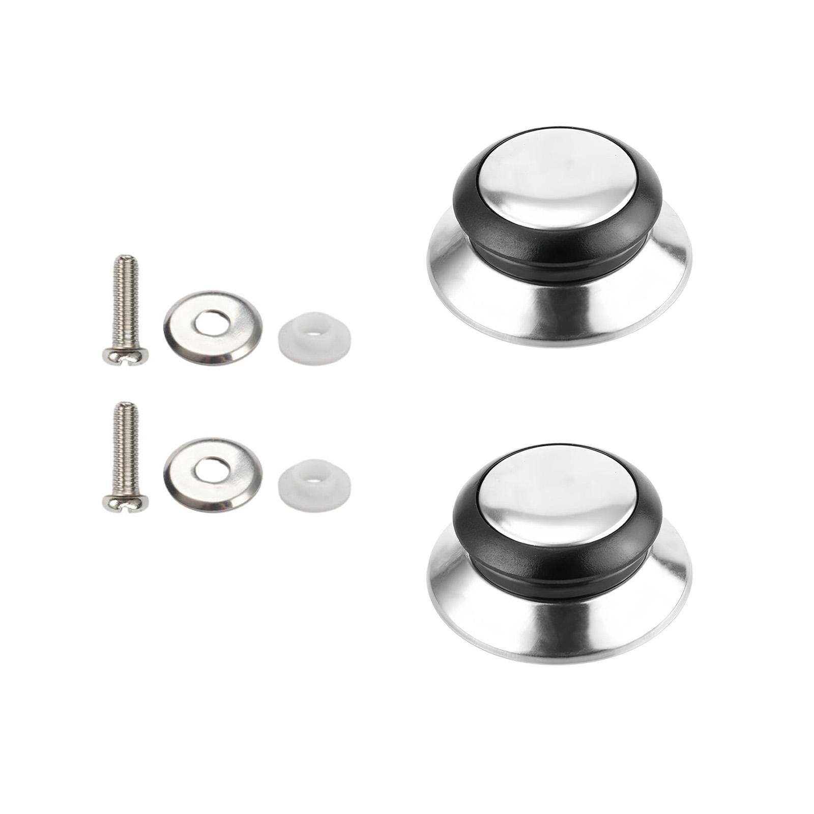 

Set of 2 Sturdy Stainless Steel Pan Lid Knobs Easy Installion Designs Replacements for Various Pot Covers Use