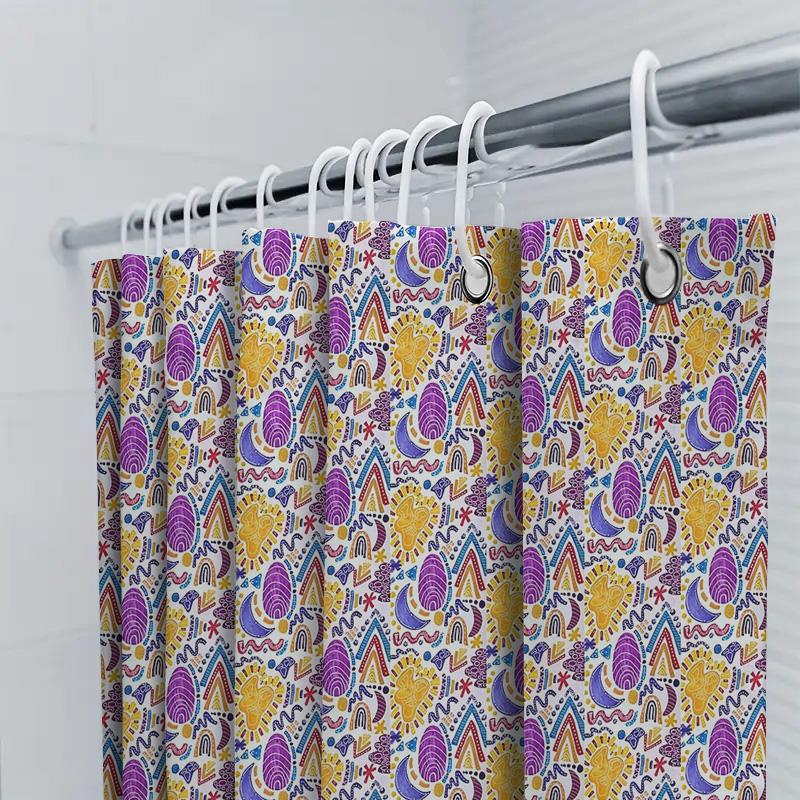 Bathroom Shower Curtain Floral Pattern Waterproof Fabric Liner Vintage Farmhouse Decor Modern Artistic Design Washable Home Text