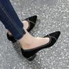 Fashion Ladies Pumps Chunky Heels Women's Shoes Block Heel Low Elegant Pointed Toe Luxury Brand With Discount Comfortable 39 Chic Point