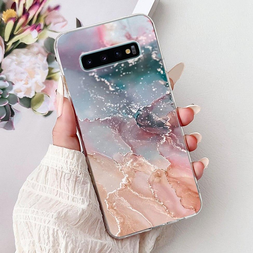 For Samsung S10 Plus Case SM-G975F Cute Kawaii Fashion Flowers Luxury Cool Painted Soft Cover For Samsung Galaxy S10+ Phone Case