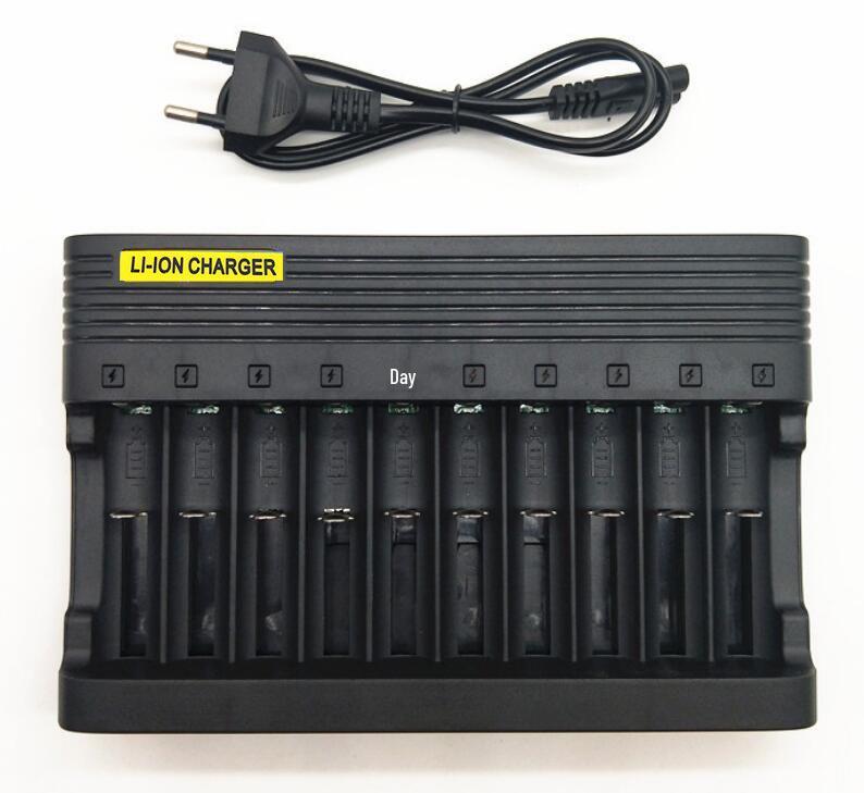10-Slot Smart Charger 4.2V 6A for 18650 & 16340 Lithium Batteries
