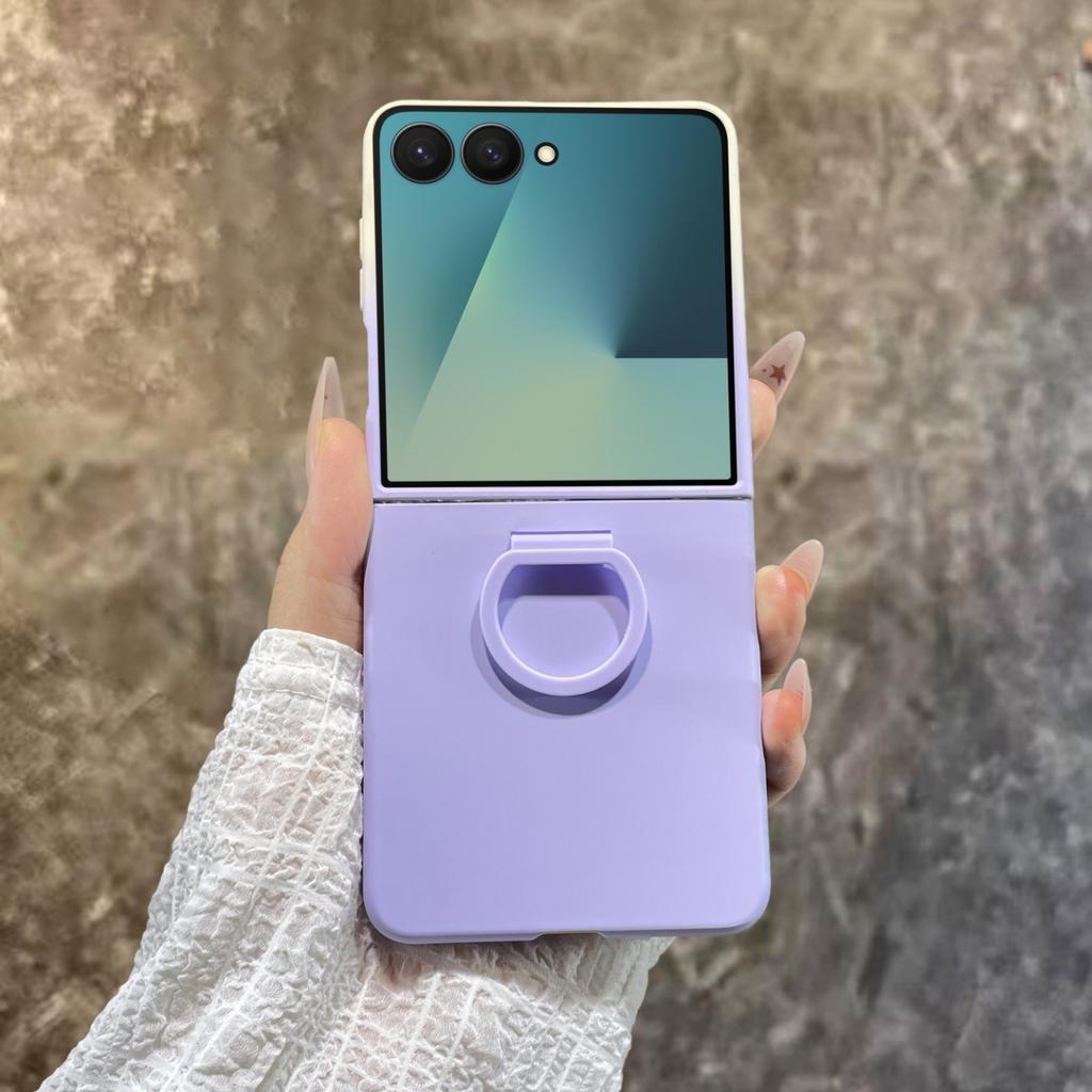 Matte Farbe Fingerringhalter Hülle Für Samsung Galaxy Z Flip 7 6 5 Schutz PC Hartschale Galaxy Z Flip 7 FE 7FE Rückseite