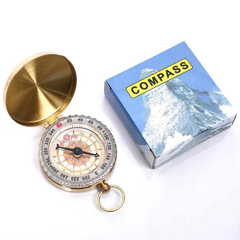 Oem Pure Copper Gift Pocket Watch Retro Flip Cover Outdoor Hiking Multifunctional Luminous