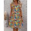 Vibrant Floral Patterned Sleeveless Summer Dress for Women, Perfect for Casual Bohemian Looks And Beach Holiday Outfits, Featuring Overseas Prints