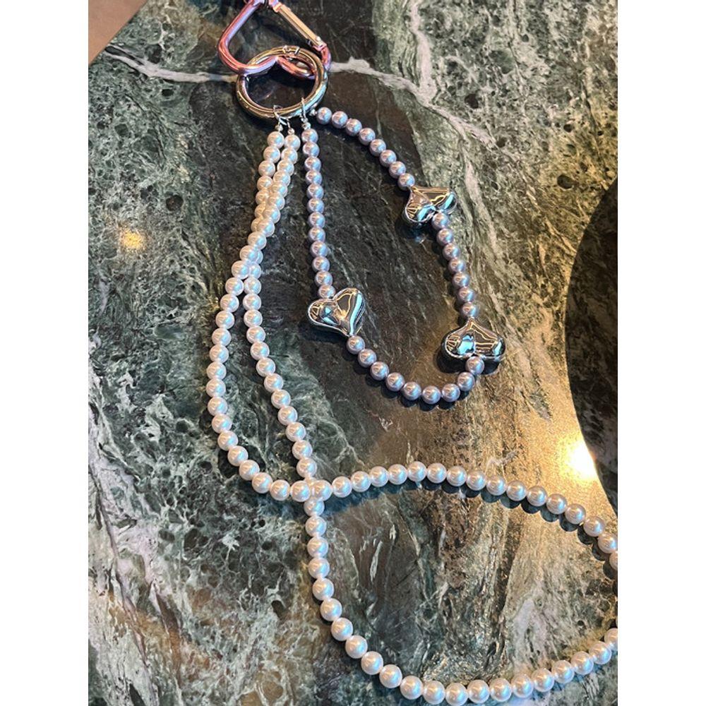 Sophiamor Long Pearl Heart Keychain