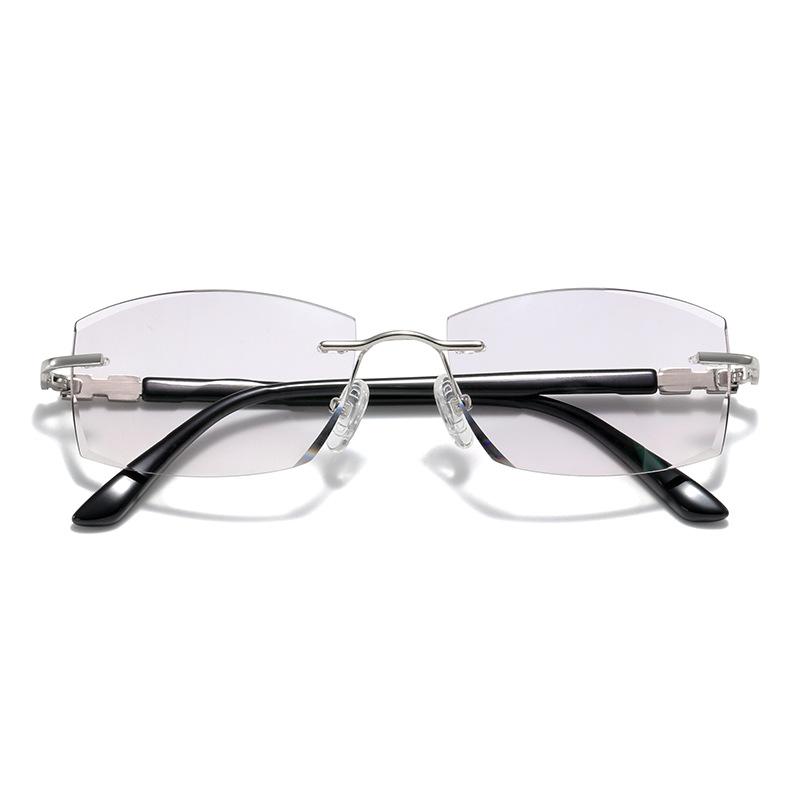 Diamond Trimming Rimless Square Reading Eyewear Far Near Dual Purpose Women Eyeglasses Metal Frame Antifatigue Men Glasses