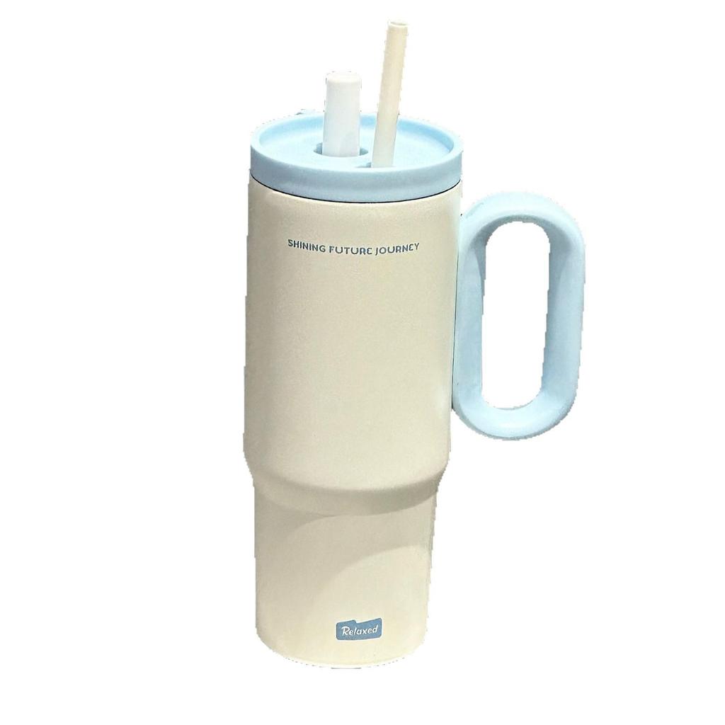 316 Stainless Steel Insulated Water Cup with Straw, Large Capacity, Handle, Portable Tea Container for Outdoor/Car Use